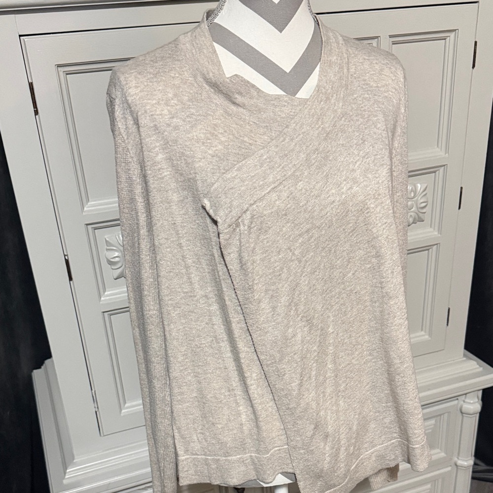 Verve Ami Cream/ Tan Women's Open Front Cardigan Size Medium - Picture 2 of 8
